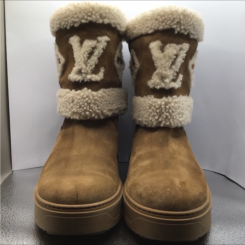 Louis Vuitton Tan and Cream Winter Boots